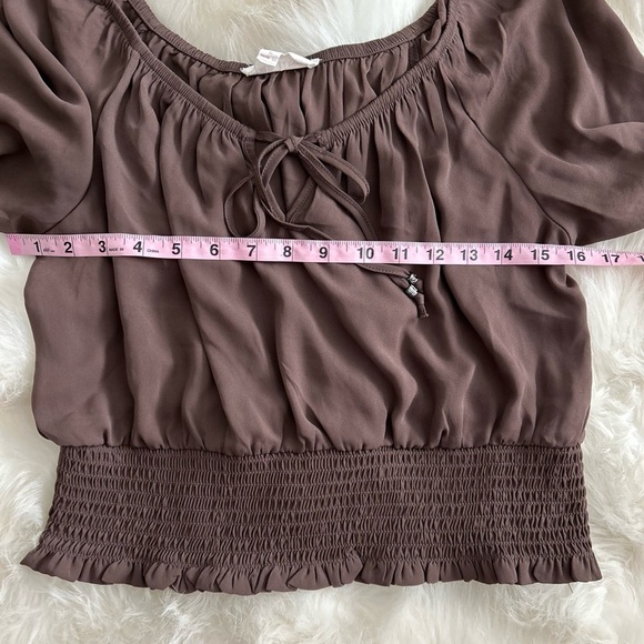 Pink Rose tie front long sleeve crop bohemian top - Picture 6 of 7